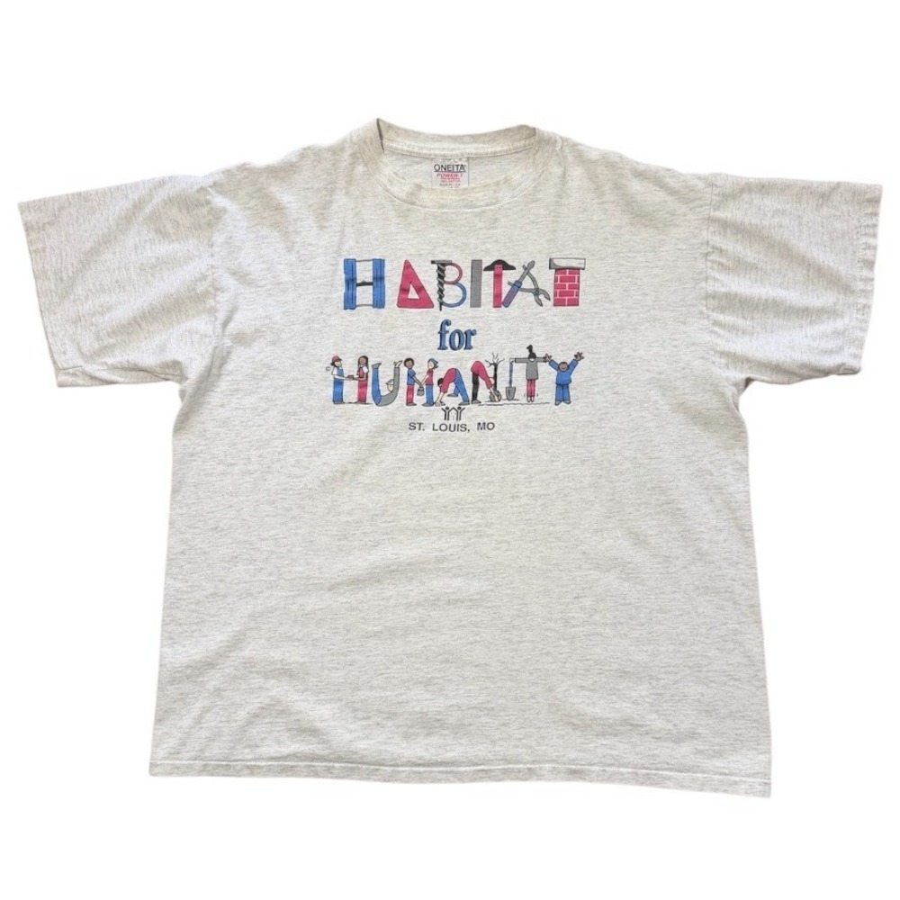 Vintage 90s Habitat for Humanity Charity Foundation Promo Graphic Art T-shirt